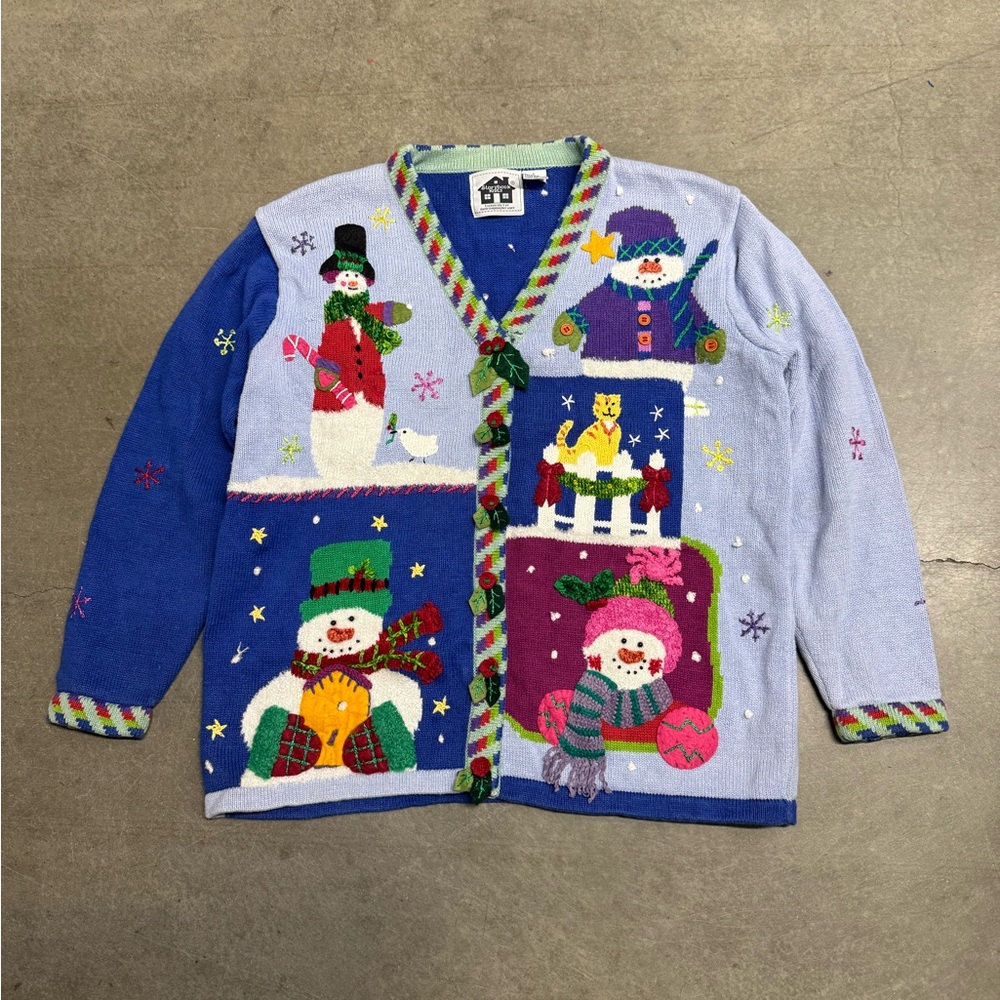Vintage 90’s Storybook Knits Winter Christmas Teacher Cardigan Sweater Large